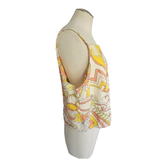 ModCloth Colorful Retro Paisley Women's Sleeveless Top Button Up Back SIZE XL - Picture 2 of 8